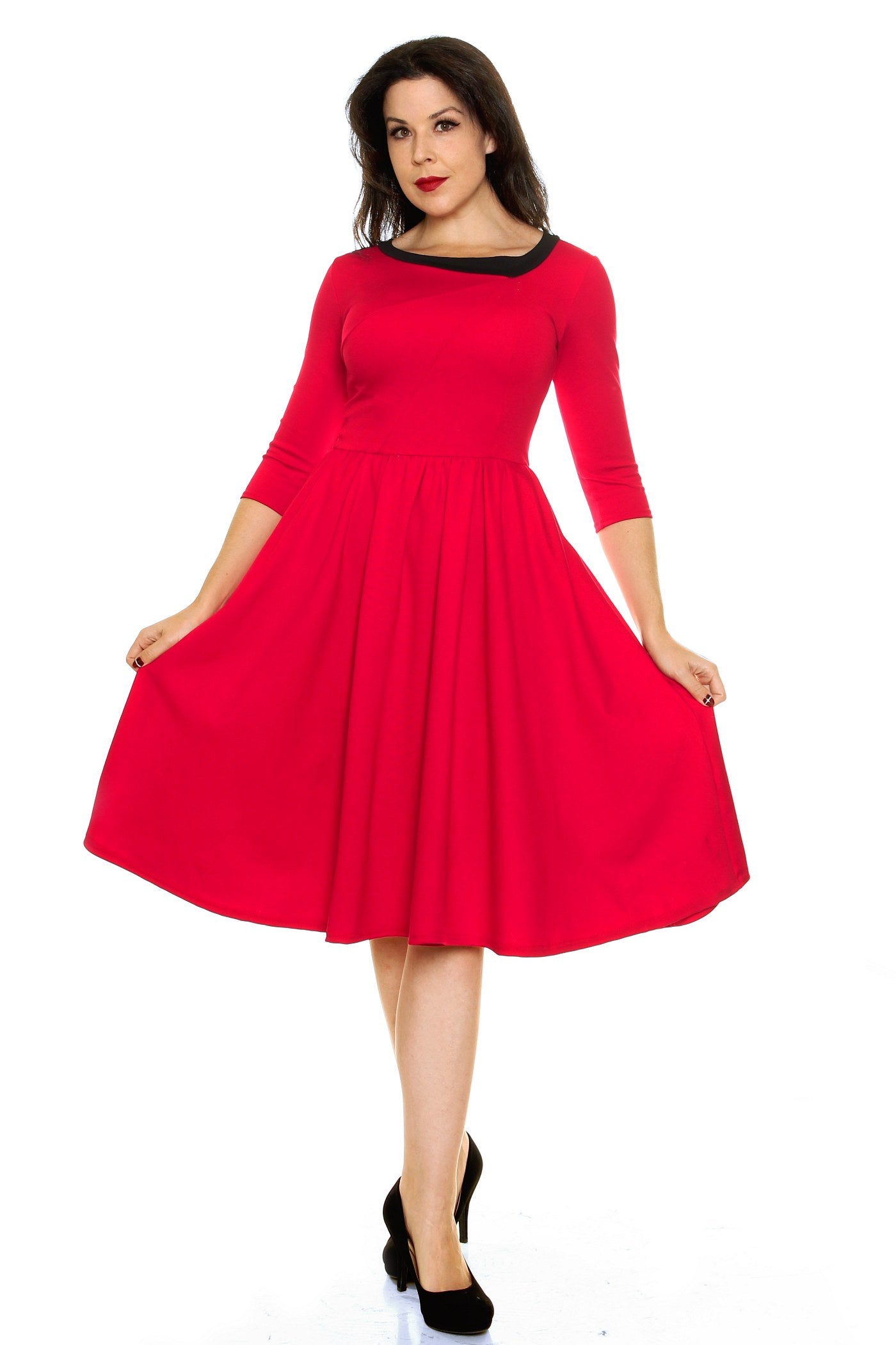 Original Retro Swing Dress in Red Pop Galaxy Clothing Original Retro Swing Dress in Red Pop Galaxy Clothing