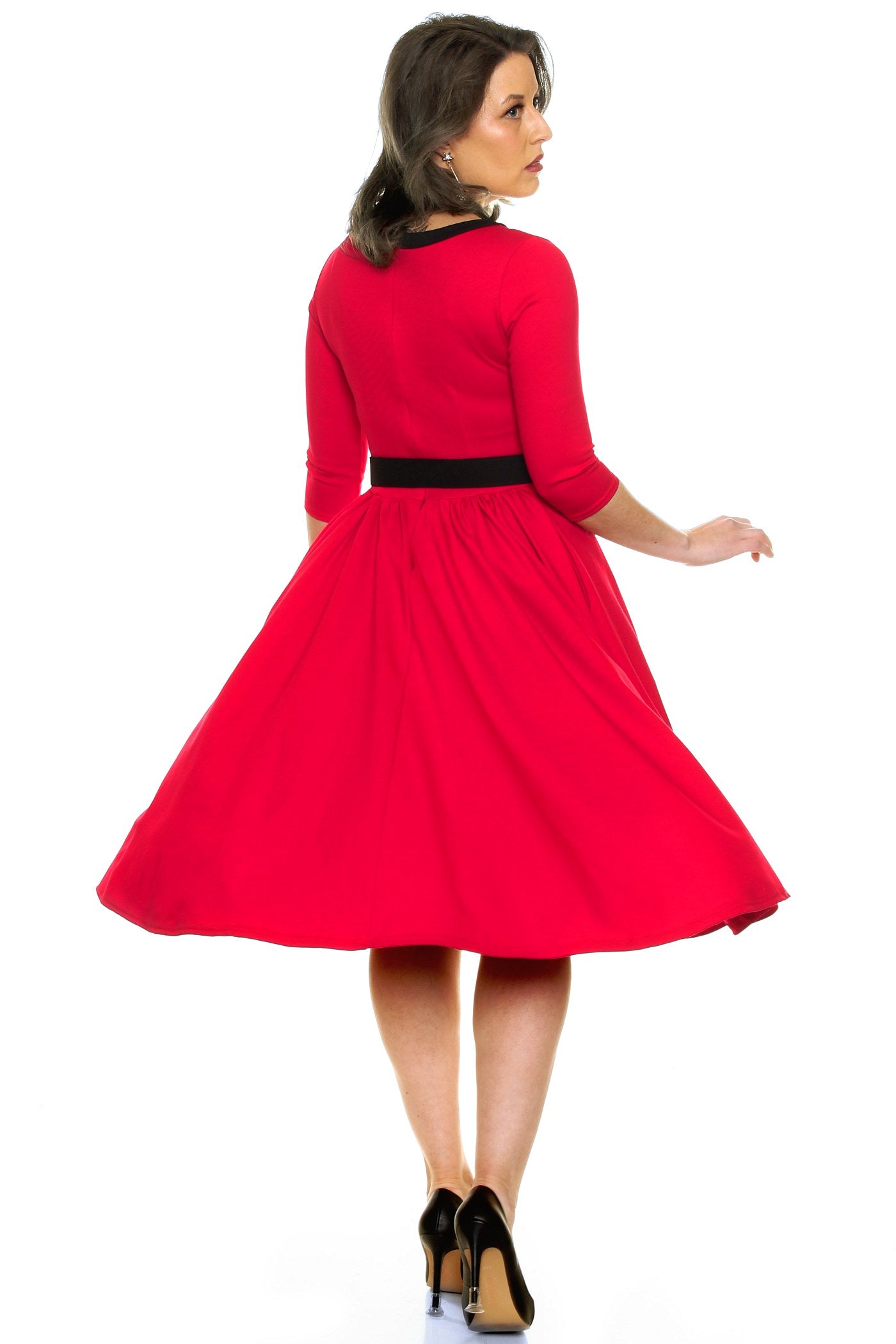 Original Retro Swing Dress in Red Pop Galaxy Clothing Original Retro Swing Dress in Red Pop Galaxy Clothing